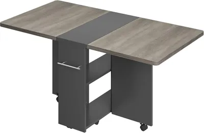 Produktbild von Klappbarer Esstisch 120x60x75 cm Esszimmertisch mit Schrank Klapptisch platzsparend für Küche grau