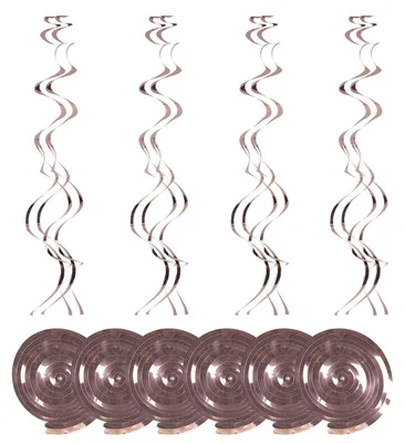 Productafbeelding van Hangende spiraaldecoraties, 36 stuks, roze goud, verjaardagsdecoratie, luchtspiralen, PVC