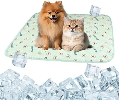Produktbild von Kühlmatte Hund, Selbstkühlende Kühlmatte für Hunde, Sommer Kühldecke Hund, kühlmatte Katze mit Avocado Muster, Kühldecke für Hunde 60x50CM, Hundekühlmatte für Zuhause Unterwegs Im Auto, Grün