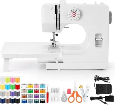 Produktbild von Mechanische Nähmaschine für Näh-Einsteiger & Anfänger, 12 Stichprogrammen, Freiarm, Nählicht & elektrischem Fußanlasser mit Fußpedal & Nähset