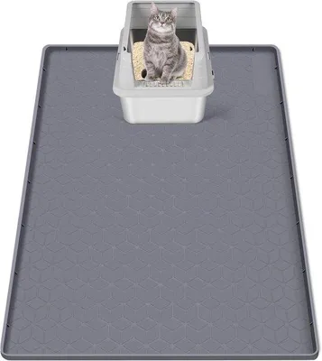 Productafbeelding van Kat kattenbak mat extra groot 86 x 56 cm - siliconen - zacht voor kattenpootjes - eenvoudig schoon te maken