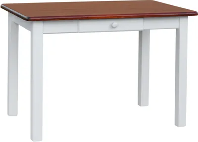 Immagine prodotto di Tavolo bianco con cassetto in legno di pino massiccio con piano in colore Calvados 90 x 60 cm