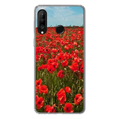 Produktbild von MuchoWow® Handyhülle Schutzhülle Hülle für Huawei P30 Lite Eine Wiese voller Mohnblumen Silikon Softcase Handy Hülle - Handyhülle