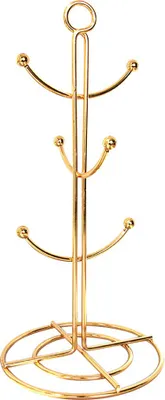 Produktbild von Küchen-Tassenständer mit 6 Haken, Kaffeetassenhalter, Teetassenständer, Gold