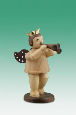 Produktbild von Holzfigur Musikantenengel mit Martinstrompete natur ohne Krone Höhe 6,5cm NEU