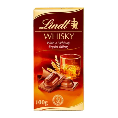 Obrázok produktu pre Lindt mliečna čokoláda s náplňou z whisky 100g