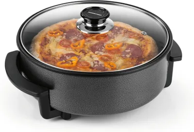 Produktbild von GOURMETmaxx elektrische Pizza-Pfanne mit Thermostat Glasdeckel ⌀ 30 cm 1500 W