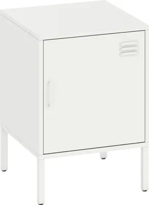 Image de Table de nuit en acier, table d'appoint à usages multiples, étagère réglable, pour chambre à coucher, salon, blanc,