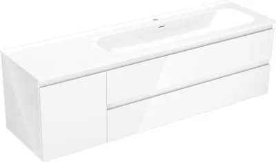 Immagine prodotto di Mexen Orio mobile da bagno 160 cm con lavabo Vela destro, 2S, 1D, bianco lucido - 91A13-16047-3-BBFFF00-W23P00