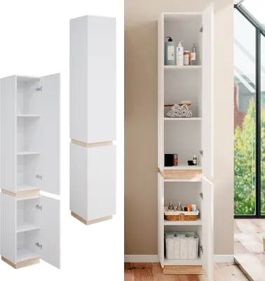 Obrázek produktu pro Koupelnová skříňka Vicco Gloria Bílá 33 x 197.5 cm se 2 dvířky, Model 40877