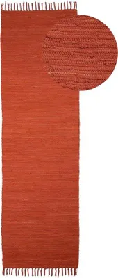 Productafbeelding van Kelim Chindi vloerkleed, oranje - 60 x 180 cm, handgeweven van katoen