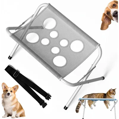 Image de INF Hamac de bain pour animaux avec cadre métallique et support en maille - Appui stable pour toilettage et coupe des ongles pour chats et petits chiens Gris