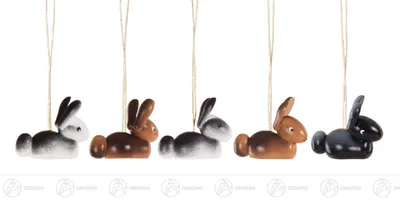 Zdjęcie produktu dla Wielkanoc i wiosna Wiszące króliczki (5)  Szerokość x wysokość x głębokość 1,4 cm x 2,7 cm x 3 cm NOWOŚĆ