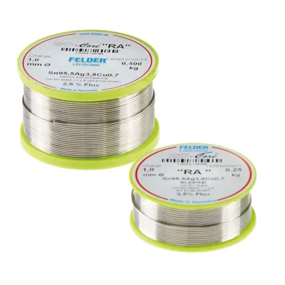 Productafbeelding van Felder Looddraad RA 1,0 mm, samenstelling: 95,5% tin, 3,8% zilver, 0,7% koper - artikelnummer: 18841010