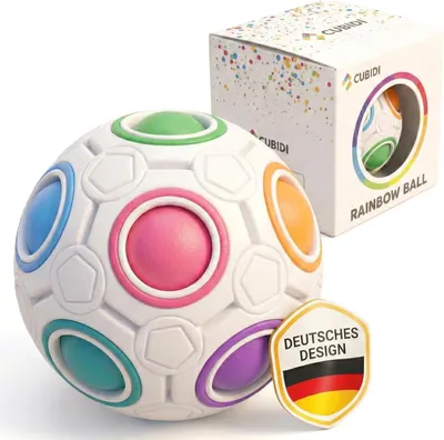 Produktbild von CUBIDI® Original Regenbogenball – 3D Kugellabyrinth Geschicklichkeitsspiel – Fidget Toy & Anti Stress Spielzeug – Brainteaser Denkspiel – Konzentrationstraining – Lernspiel für Kinder und Erwachsene ab 4 Jahren