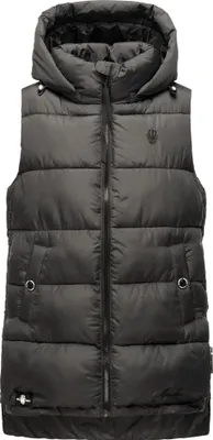 Produktbild von Marikoo Zarinaa Damen Herbst Steppweste mit Kapuze Bodywarmer Vegan Ärmellose Weste Anthrazit Gr. 38 - M