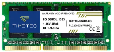 Immagine prodotto di Timetec 8GB DDR3 1333MHz PC3-10600, non-ECC, non bufferizzata, 1.5V, CL9, 2Rx8, dual rank, modello 20