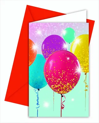 Produktbild von Glitzernde Balloons Einladungskarten mit Umschlag