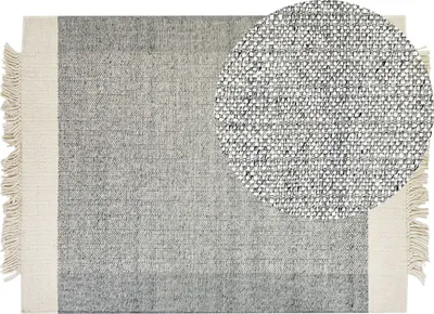 Obrázek produktu pro BELIANI Koberec šedá krémově bílá 160 x 230 cm obdélníkový ručně tkaný s třásněmi moderní design