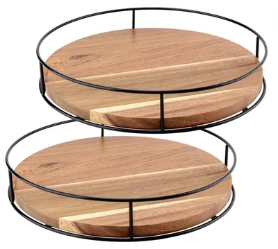 2er Set Holz Lazy Susan Drehteller 29 cm, Gewürz-Organizer