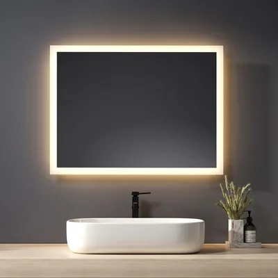 Image de Heilmetz Miroir de salle de bain 60x80cm Miroir avec éclairage blanc chaud Miroir lumineux mural IP44 Économie d'énergie