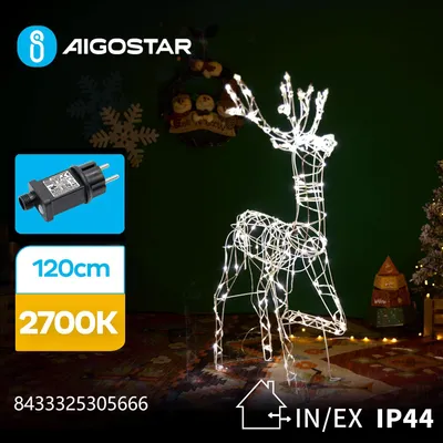 Weihnachtsrentier mit warmweißen Lichtern, 120 cm