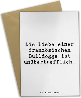 Produktbild von Mr. & Mrs. Panda Klappkarte Spruch Französische Bulldogge Liebe - Weiß - Geschenk, einer französischen, dankeskarten, einladungskarten, Hunderasse, weihnachtskarten