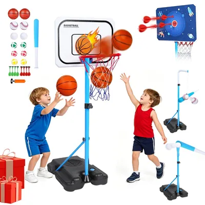 Productafbeelding van 4-in-1 Speelset voor Kinderen met Basketball, Dart en Honkbal