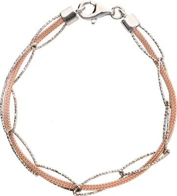 Produktbild von Damen Armband Armkette echt Silber 925 bicolor rose' Sterlingsilber 19 cm