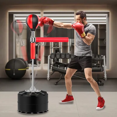 Image de Sac de frappe - Accessoire d'entraînement - Appareil de réaction - Entraîneur de boxe - Hauteur réglable