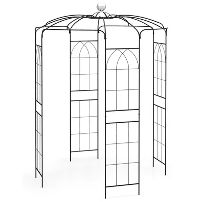 Zdjęcie produktu dla COSTWAY Łuk różany metalowy, pawilon ogrodowy dla roślin pnących, łuk ogrodowy, krata różana krata wsporcza 206x206x286cm