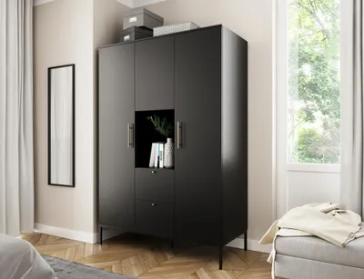 Obrázok produktu pre Kombinovaná šatníková skriňa 135 cm CYMBELINE - čierna