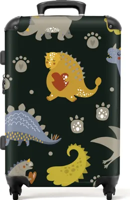 Produktbild von NoBoringSuitcases.com® Großer Koffer - Dinosaurier - Muster - Pfotenabdruck - Junge - Kinder - Kombinationsschloss TSA - Hartschalen Trolley 4 Rollen - 72 liter - Reisekoffer - 66 cmKoffer Mittelgroß 67x43x25 cm, 72L,