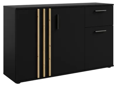 Produktbild von Moderne Kommode Schwarz 120x73x35 cm mit 3 Türen und 1 Schublade für Stauraum