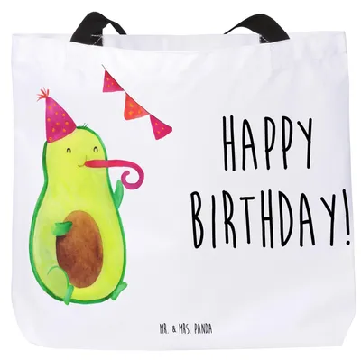 Produktbild von Mr. & Mrs. Panda Strandtasche Avocado Geburtstag - Weiß - Geschenk, Party, Alles Gute, Tasche, Laptoptasche, Tote Bag, Happy Birthday, Unitasche, Gesund, Feier