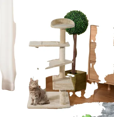 Immagine prodotto di Albero per gatti, materiale in legno, quattro piani