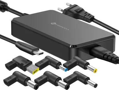 Produktbild von Forcell, USB-C PD 90W Notebook Ladegerät mit 6 DC-Adaptern, Schwarz