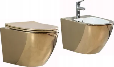 Produktbild von Wandhängende Toilette Keramik Wand WC + Bidet Gold