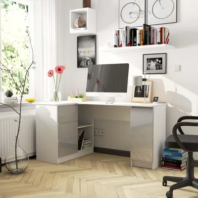 Produktbild von Schreibtisch mit Stauraum | Bürotisch | 3 Schubladen & Regalablage