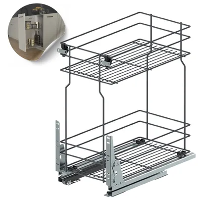 Produktbild von Unterschrankauszug Anthrazit Schrankauszug Bodenschiene Küchenauszug 25cm
