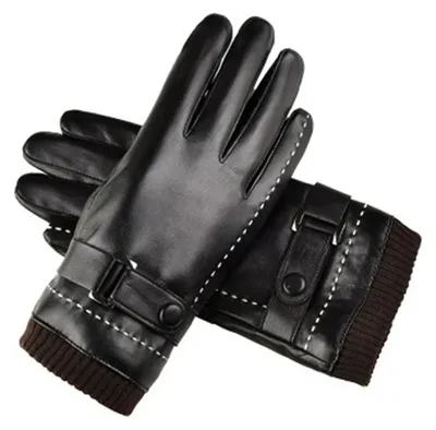 Produktbild von Winterhandschuhe aus Leder für Damen, warme Handschuhe mit Wollfleecefutter