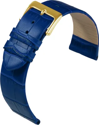 Produktbild von Eulit Rainbow Uhrenarmband Kalbsleder Royalblau Krokoprägung flach, Anstoß:20 mm