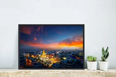 Produktbild von MuchoWow® MuchoWow® Gerahmtes Poster Gold - Buddha - Thailand 60x40 cm - Poster mit zchwarzem Bilderrahmen - Printing - Wanddeko Schlafzimmer