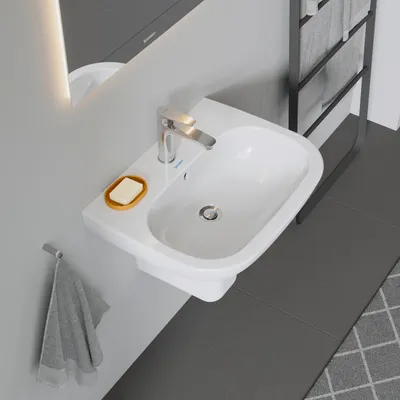 Produktbild von Duravit Waschtisch D-Code mit Überlauf, 1 Hahnloch 600x460mm weiß