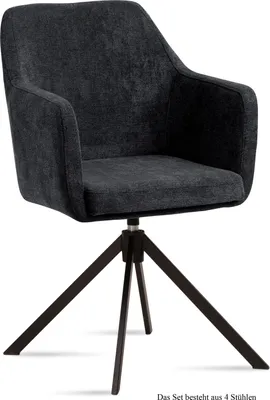 Produktbild von Armlehnstuhl drehbar (4er-Set) Denice 57x87x60 Schwarz/Anthrazit