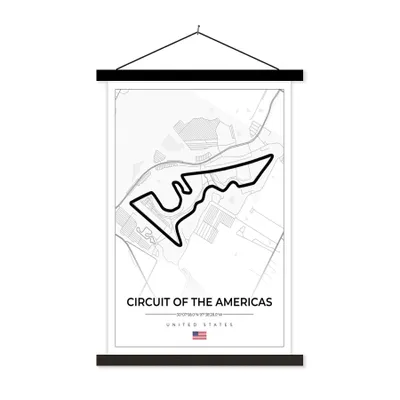 Produktbild von MuchoWow® Textilposter Amerika - Rennstrecke - Formel 1 - Circuit of the Americas - Rennsport - Weiß 60x90 cm mit schwarzem Rahmen - Poster Wohnzimmer