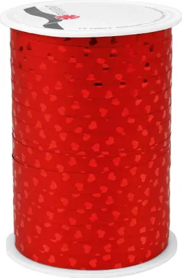 Produktbild von präsent Ringelband Cherie Metallic 100 m Spule, 10 mm, rot (100 m)