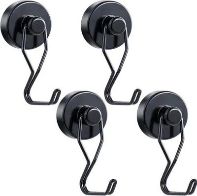 Produktbild von Famanu Magnetische Haken Extra Stark - 30 kg Tragkraft - Neodymium Magnet für Küche, Werkstatt und Außenbereich