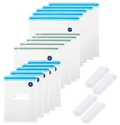 Image de TRANKIELO® - 15 sacs de conservation sous vide réutilisables pour aliments - Sans BPA - Sacs de cuisson sous vide avec clips de fermeture