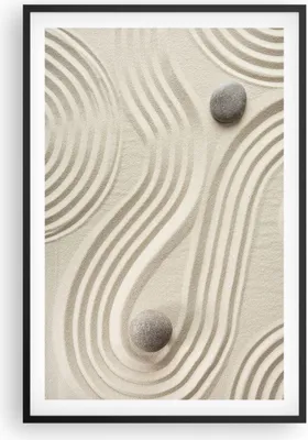 Produktbild von Gerahmtes Poster - Schwarzer Rahmen - Steine Figuren Sand - 61x91,5 cm - Wand Bild - Wanddeko - Wandbilder - Kunstposter - Wandposter - Bilderrahmen - Bilder - Kunstdruck - P2BPA61x91-5127